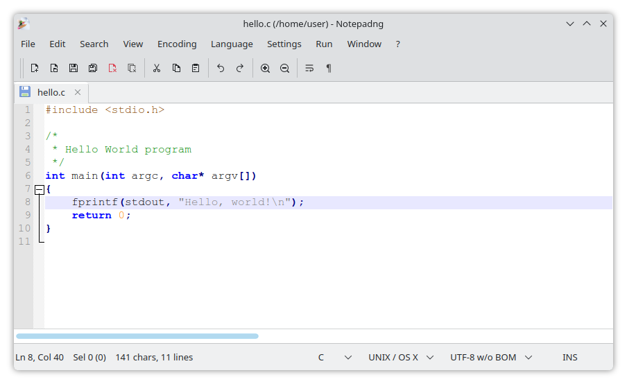 Editor main window